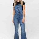  Judy Blue High Waist Tummy Control Top Flare Overall Denim 88614