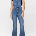  Judy Blue High Waist Tummy Control Top Flare Overall Denim 88614