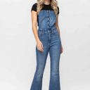  Judy Blue High Waist Tummy Control Top Flare Overall Denim 88614