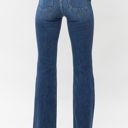  Judy Blue Mid Rise Harsh Contrast Wash and Cut Hem Bootcut Denim Jeans 82550