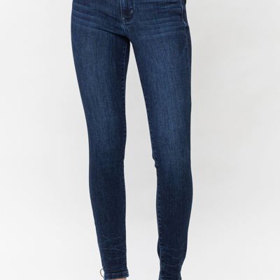 Judy Blue Mid Rise Classic Crinkle Ankle Detail Skinny Denim Jeans 82505