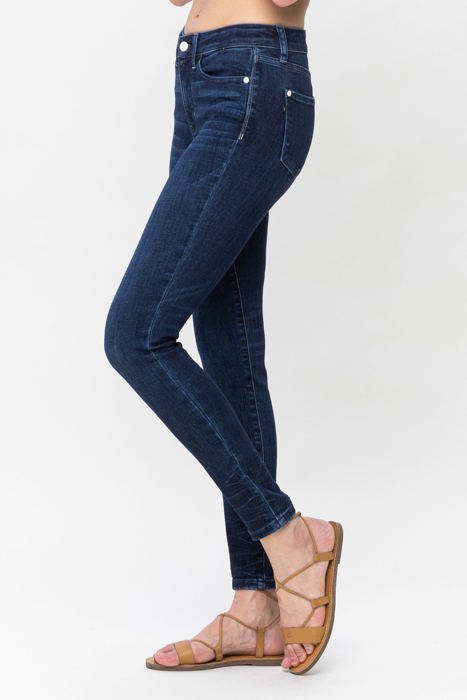 Judy Blue Mid Rise Classic Crinkle Ankle Detail Skinny Denim Jeans 82505