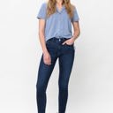  Judy Blue Mid Rise Classic Crinkle Ankle Detail Skinny Denim Jeans 82505