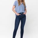  Judy Blue Mid Rise Classic Crinkle Ankle Detail Skinny Denim Jeans 82505