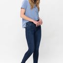  Judy Blue Mid Rise Classic Crinkle Ankle Detail Skinny Denim Jeans 82505