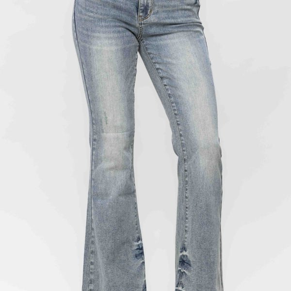 Judy Blue Mid Rise Tinted Pin Tack Detail Flare Denim 88655 - Plus