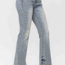  Judy Blue Mid Rise Tinted Pin Tack Detail Flare Denim 88655 - Plus