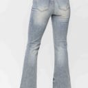  Judy Blue Mid Rise Tinted Pin Tack Detail Flare Denim 88655 - Plus