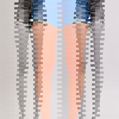 Judy Blue Mid Rise Double Button Destroyed Dad Denim Short 152103