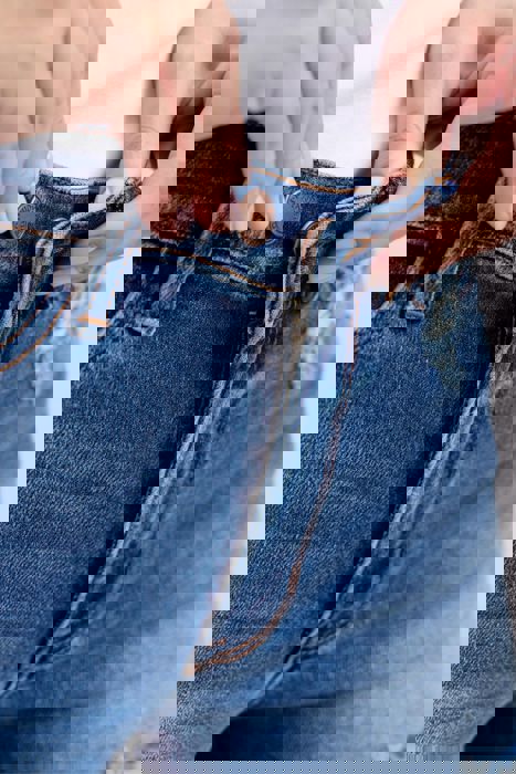 Judy Blue Mid Rise Double Button Destroyed Dad Denim Short 152103