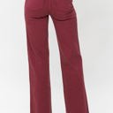  Judy Blue High Waist Garment Dyed Burgundy Front Seam Straight Denim 88800