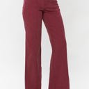  Judy Blue High Waist Garment Dyed Burgundy Front Seam Straight Denim 88800