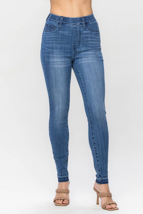 Judy Blue High Waist Release Hem Pull On Skinny Denim Jeans 88746