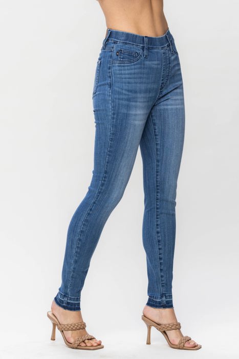 Judy Blue High Waist Release Hem Pull On Skinny Denim Jeans 88746