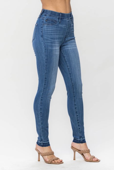 Judy Blue High Waist Release Hem Pull On Skinny Denim Jeans 88746