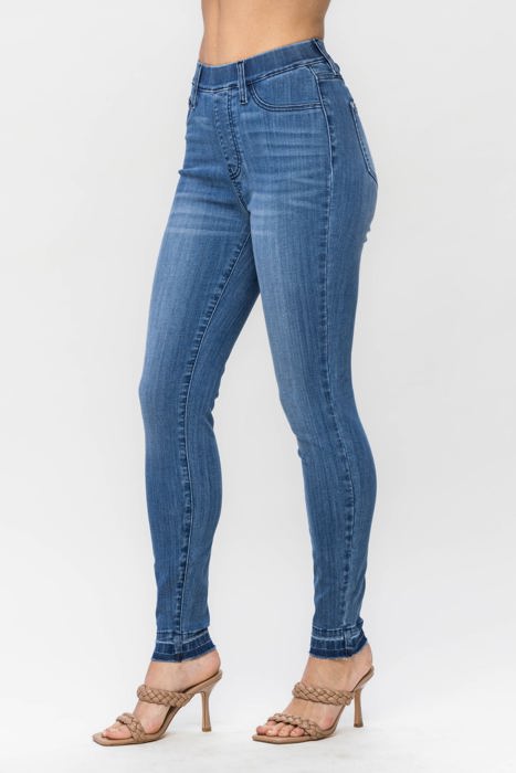 Judy Blue High Waist Release Hem Pull On Skinny Denim Jeans 88746