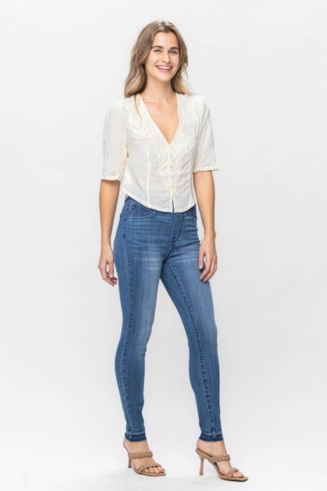 Judy Blue High Waist Release Hem Pull On Skinny Denim Jeans 88746