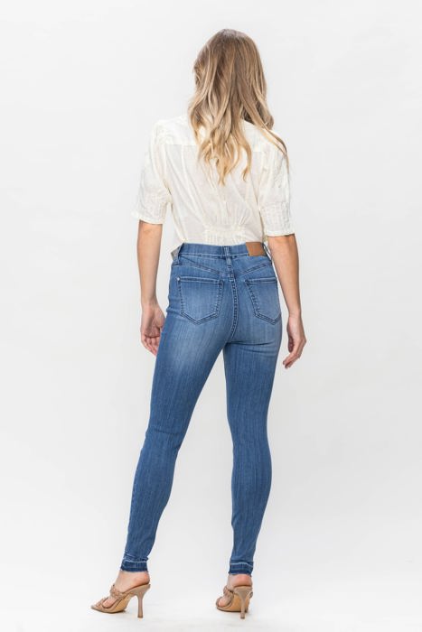 Judy Blue High Waist Release Hem Pull On Skinny Denim Jeans 88746