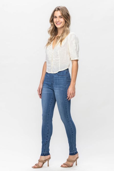 Judy Blue High Waist Release Hem Pull On Skinny Denim Jeans 88746