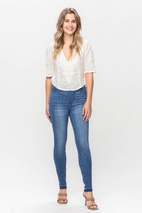 Judy Blue High Waist Release Hem Pull On Skinny Denim Jeans 88746