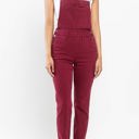  Judy Blue High Waist Garment Dyed Maroon Double Cuff Boyfriend Overall Denim 88712