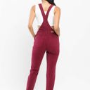  Judy Blue High Waist Garment Dyed Maroon Double Cuff Boyfriend Overall Denim 88712