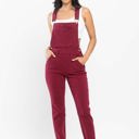  Judy Blue High Waist Garment Dyed Maroon Double Cuff Boyfriend Overall Denim 88712