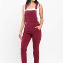  Judy Blue High Waist Garment Dyed Maroon Double Cuff Boyfriend Overall Denim 88712