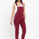  Judy Blue High Waist Garment Dyed Maroon Double Cuff Boyfriend Overall Denim 88712