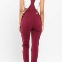  Judy Blue High Waist Garment Dyed Maroon Double Cuff Boyfriend Overall Denim 88712