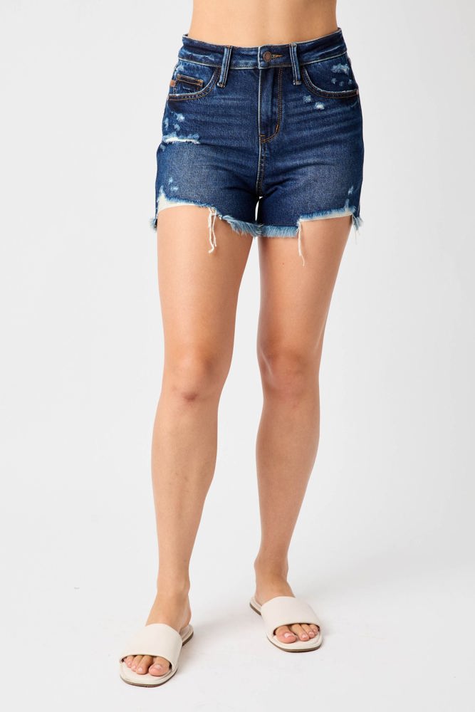 Judy Blue High Waist Rigid Magic Fray Hem Denim Short 150257