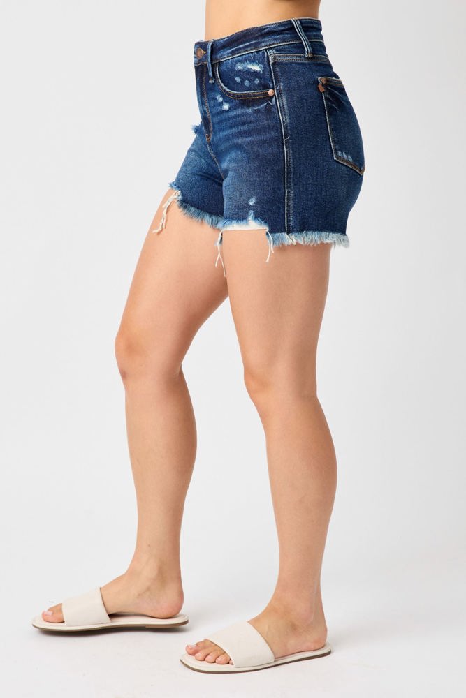 Judy Blue High Waist Rigid Magic Fray Hem Denim Short 150257