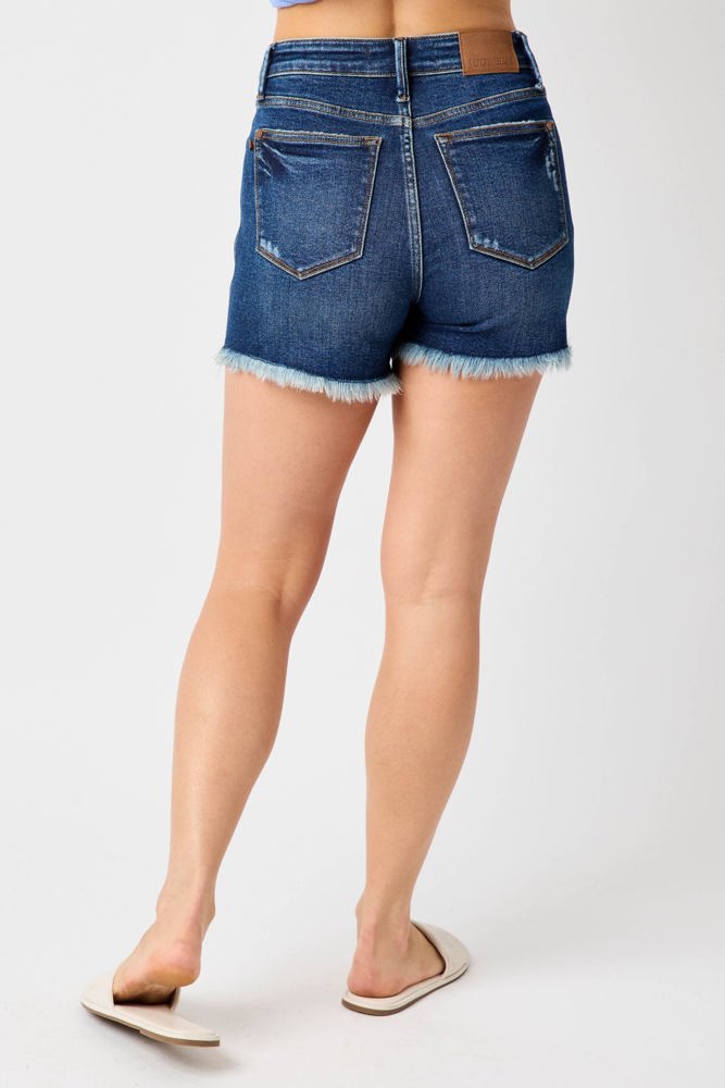 Judy Blue High Waist Rigid Magic Fray Hem Denim Short 150257