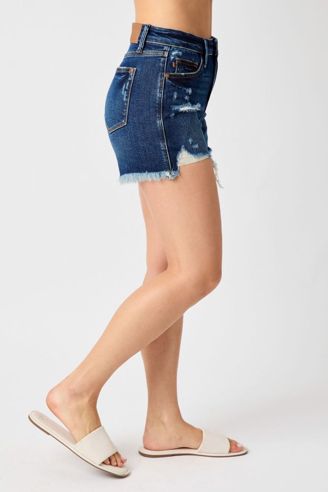 Judy Blue High Waist Rigid Magic Fray Hem Denim Short 150257