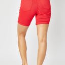  Judy Blue High Waist Garment Dyed Tummy Control Red Bermuda Denim Short 150279