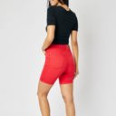  Judy Blue High Waist Garment Dyed Tummy Control Red Bermuda Denim Short 150279