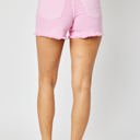  Judy Blue Mid Rise Garment Dyed Pink Fray Hem Denim Short 150225