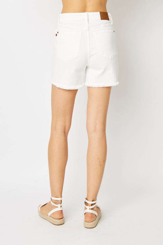 Judy Blue High Waist Rigid Magic Destroy White Denim Short 150264