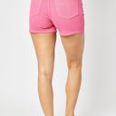  Judy Blue High Rise Garment Dyed Pink Embroidery Denim Short 150266