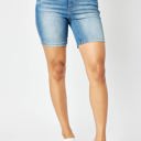  Judy Blue High Waist Tummy Control Double Button Bermuda Denim Short 150269