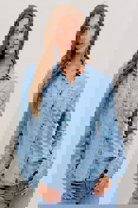 Judy Blue Denim Shirt with Western Styling 5808