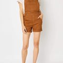  Judy Blue High Waist Garment Dyed Brown Destroy Cuffed Overall Denim Short 150241