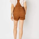  Judy Blue High Waist Garment Dyed Brown Destroy Cuffed Overall Denim Short 150241