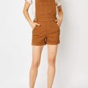  Judy Blue High Waist Garment Dyed Brown Destroy Cuffed Overall Denim Short 150241