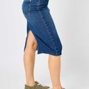  Judy Blue High Waist Back Slit Hem Mid Length Denim Skirt 2831