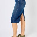  Judy Blue High Waist Back Slit Hem Mid Length Denim Skirt 2831