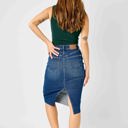  Judy Blue High Waist Back Slit Hem Mid Length Denim Skirt 2831