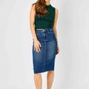  Judy Blue High Waist Back Slit Hem Mid Length Denim Skirt 2831