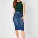  Judy Blue High Waist Back Slit Hem Mid Length Denim Skirt 2831