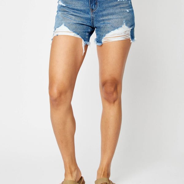 Judy Blue High Waist Rigid Magic Destroy & Fray Hem Denim Short 150251